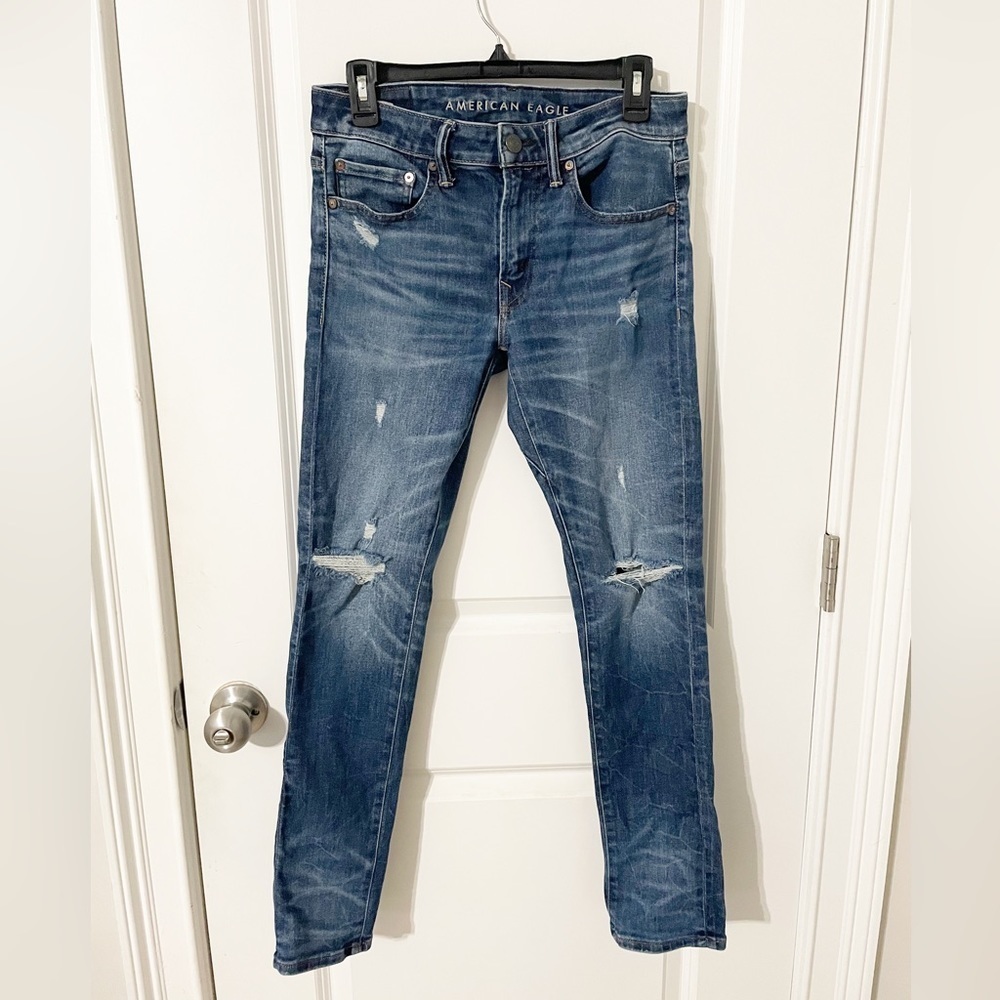 American Eagle AirFlex+ Patched Athletic Fit Jean - Size 28 x 30